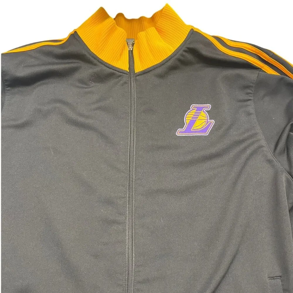 Adidas LA Lakers Track Jacket Gray Gold Full Zip XL